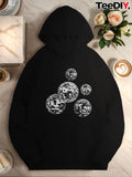Women's Hoodie Urban Grayscale Digital Patterned Bubbles Floating On Classic Hoodie