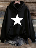 Women's Hoodie Classic Monochrome With Bold Central Star