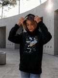 Women's Hoodie Starry Night Landscape With Reflections Over Calm Water Wolf