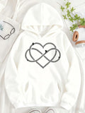 Women's Hoodie Playful Cats On Rope Shaped Infinity Heart Design Hoodie