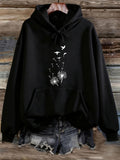 Women's Hoodie Flying Dandelion Seeds Among Birds In Soft Night Sky Hoodie