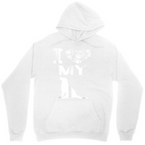 Men's Hoodie I Love My Cat Among Silhouettes Of Playful Sitting Feline