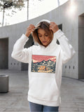 Women's Hoodie Sunset Colors Over Snowcapped Peaks And Flowing River Mountain Scene