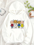 Women's Hoodie Cartoon Smiling Children Standing Together Holding Hands