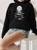 Women's Hoodie Shimmering Reflections Of The Full Moon Over Calm Water