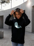 Women's Hoodie Playful Blue Whale Motif With Soft Gentle Accents Cheerful Whale