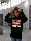 Women's Hoodie Sunset Gradient Sky With Black Palm Tree Silhouette Hoodie