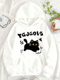 Women's Hoodie Playful Black Cat Leaping With Tiny Butterfly Surrounded By Motion Lines Cat