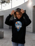 Women's Hoodie Surreal Night Sky With Ocean And Majestic Whale Under Glowing Moon Light Bulb