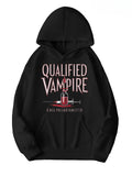 Women's Hoodie Qualified Vampire With Syringe And Red Accents Over Black Hoodie