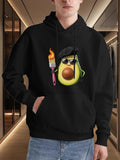 Men's Hoodie Cool Cartoon Avocado Character With Sunglasses And Flaming Paintbrush