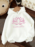 Women's Hoodie Namaste Delicate Pink Lotus Adorned Gracefully On White Hoodie