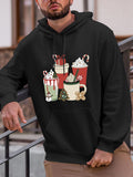Men's Hoodie Winter Holiday Cocoa Drinks With Candy Canes Gingerbread And Whipped Cream Mugs