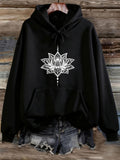 Women's Hoodie White Mandala Blossom Surrounded By Symmetrical Petals And Geometric Accents Lotus