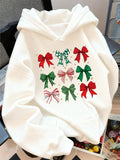 Women's Hoodie Colorful Plaid And Striped Festive Bows On Soft Hoodie