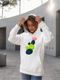 Women's Hoodie Playful Green Cactus With Pink Flowers Under Morning Light Cactus