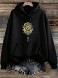 Women's Hoodie Golden Geometric Mandala With Radiant Roots Tree
