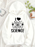 Women's Hoodie I Love Science Test Tubes And Atom Drawing Surrounded By Dots And Heart Science