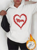 Women's Hoodie Mom Red Leafy Heart Wreath On Soft Cozy White Hoodie