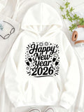Women's Hoodie Happy New Year 2026 With Festive Sparkles And Toasting Champagne Flutes Hoodie