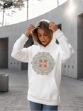 Women's Hoodie Intricate Symmetrical Pattern With Floral Motifs Radiating Colorful Geometry Mandala