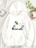 Women's Hoodie Be Kind With Smiling Bumblebee And Dotted Flight Path Hoodie