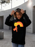 Women's Hoodie Hey Neon Colors With Sunlight Hand Holding Rainbow