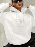 Women's Hoodie Abstract Minimalist Lines With Subtle Scribbled Accent Hoodie