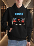 Men's Hoodie Drop Vibrant Checkerboard With Classic Vinyl Record Player