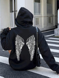 Women's Hoodie Metallic Shine Among Shimmering Details Under Urban Daylight Angel Wings