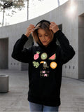 Women's Hoodie Awesome Cartoon Fruits With Smiling Faces Under Bright Watermelon