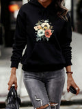 Women's Hoodie Delicate Painted Wildflower Bouquet Surrounded By Lush Greenery Floral Cluster