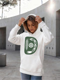 Women's Hoodie Nature Inspired Green Leaves And Organic Symbols Letter D
