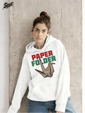 Women's Hoodie Paper Folder With Traditional Origami Paper Crane Design
