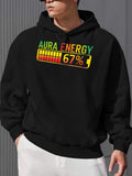 Men's Hoodie Aura Energy Vibrant Neon Power Bar With Colorful Bright Digital Numbers Hoodie