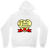 Men's Hoodie Our Wedding Anniversary With Ribbon Heart And Shining Yellow Centerpiece