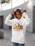 Women's Hoodie Cat Day Playful Cartoon Art With Colorful Dots Lying Cats