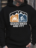 Men's Hoodie Mountain Adventure With Cyclist And Quad Bike Rider