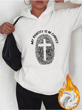Women's Hoodie My Identity Is In Christ Cross With Fingerprint Pattern Hoodie