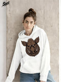 Women's Hoodie Rustic Wilderness Strength With Intense Gaze Wild Boar