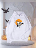 Women's Hoodie Golden Sunset With Flying Crane Near Distant Bare Trees Crane