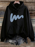 Women's Hoodie Minimalist Abstract Blue Brushstroke Across Chest Hoodie
