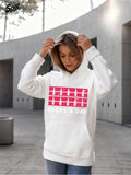 Women's Hoodie Cheers A Day Pink Bottles Graphic Surrounded By White Grid Hoodie