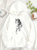 Women's Hoodie Artistic Curves And Flowing Lines Forming A Graceful Majestic Horse