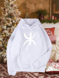 Women's Hoodie Minimalist White Symbol Illuminated Under Warm Holiday Lighting Hoodie
