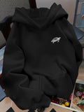 Women's Hoodie Minimalist White Line Art Turtle Among Elegant Nighttime Shadows Hoodie