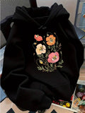 Women's Hoodie Colorful Wild Florals With Lush Greenery On Soft Elegant Hoodie Flower