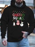 Men's Hoodie Gastro Squad Surrounded By Christmas Lights With Cute Snowman And Penguin