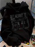 Women's Hoodie All Glory To God Worn Vintage Lettering Among Subtle Shadow Effects God