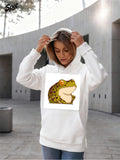 Women's Hoodie Lively Orange Eyed Toad Gently Resting Under Daylight Frog
